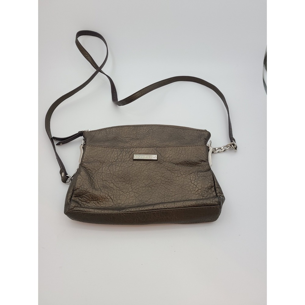Tignanello Brown Leather Shoulder Bag Silver Hardware Pebbled Texture. Nice Cond